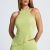 Top Elania z odkrytymi plecami i asymetrycznym dekoltem typu halter w kolorze oliwkowym Top Elania z odkrytymi plecami i asymetrycznym dekoltem typu halter w kolorze oliwkowym