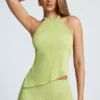 Top Elania z odkrytymi plecami i asymetrycznym dekoltem typu halter w kolorze oliwkowym Top Elania z odkrytymi plecami i asymetrycznym dekoltem typu halter w kolorze oliwkowym