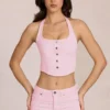 Top Elowis w stylu gorsetu z wiązaniem na szyi w kolorze Blossom Pink Top Elowis w stylu gorsetu z wiązaniem na szyi w kolorze Blossom Pink