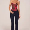 Top z gorsetem wiązanym w stylu bandeau w różowy wzór lamparta Top z gorsetem wiązanym w stylu bandeau w różowy wzór lamparta