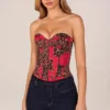 Top z gorsetem wiązanym w stylu bandeau w różowy wzór lamparta Top z gorsetem wiązanym w stylu bandeau w różowy wzór lamparta