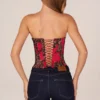 Top z gorsetem wiązanym w stylu bandeau w różowy wzór lamparta Top z gorsetem wiązanym w stylu bandeau w różowy wzór lamparta