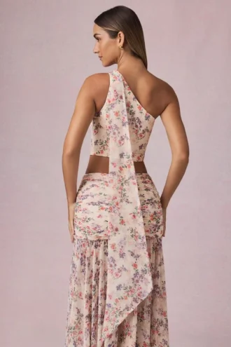 Top z jednym ramiączkiem i detalem w postaci szalika Rae w kwiatowy wzór Primrose Top z jednym ramiączkiem i detalem w postaci szalika Rae w kwiatowy wzór Primrose