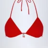 Trójkątny top bikini Canggu z ozdobnym detalem w kolorze ognistej czerwieni Trójkątny top bikini Canggu z ozdobnym detalem w kolorze ognistej czerwieni