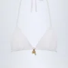 Trójkątny top bikini Comoros z ozdobnymi elementami w kolorze białym Trójkątny top bikini Comoros z ozdobnymi elementami w kolorze białym