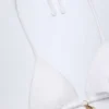 Trójkątny top bikini Comoros z ozdobnymi elementami w kolorze białym Trójkątny top bikini Comoros z ozdobnymi elementami w kolorze białym