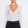 Verity Ribbed Modal Long-Sleeve Plunge Body w kolorze szarym Verity Ribbed Modal Long-Sleeve Plunge Body w kolorze szarym