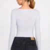 Verity Ribbed Modal Long-Sleeve Plunge Body w kolorze szarym Verity Ribbed Modal Long-Sleeve Plunge Body w kolorze szarym