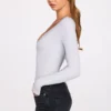 Verity Ribbed Modal Long-Sleeve Plunge Body w kolorze szarym Verity Ribbed Modal Long-Sleeve Plunge Body w kolorze szarym