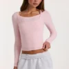 Warstwowa bluzka z modalu w kolorze Blush Marl Warstwowa bluzka z modalu w kolorze Blush Marl