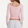 Warstwowa bluzka z modalu w kolorze Blush Marl Warstwowa bluzka z modalu w kolorze Blush Marl