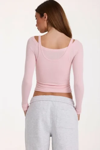 Warstwowa bluzka z modalu w kolorze Blush Marl Warstwowa bluzka z modalu w kolorze Blush Marl