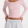 Warstwowa bluzka z modalu w kolorze Blush Marl Warstwowa bluzka z modalu w kolorze Blush Marl