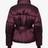 Wodoodporna kurtka narciarska oversize z paskiem w kolorze bordowym Wodoodporna kurtka narciarska oversize z paskiem w kolorze bordowym