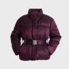 Wodoodporna kurtka narciarska oversize z paskiem w kolorze bordowym Wodoodporna kurtka narciarska oversize z paskiem w kolorze bordowym
