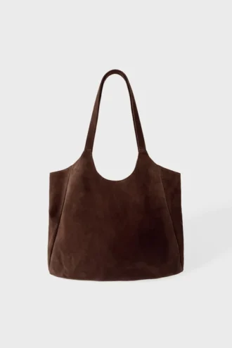 Zamszowa torba typu tote w kolorze espresso