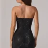 Zara Ozdobna mini sukienka z bandeau i marszczonym pasem w kolorze czarnym Zara Ozdobna mini sukienka z bandeau i marszczonym pasem w kolorze czarnym